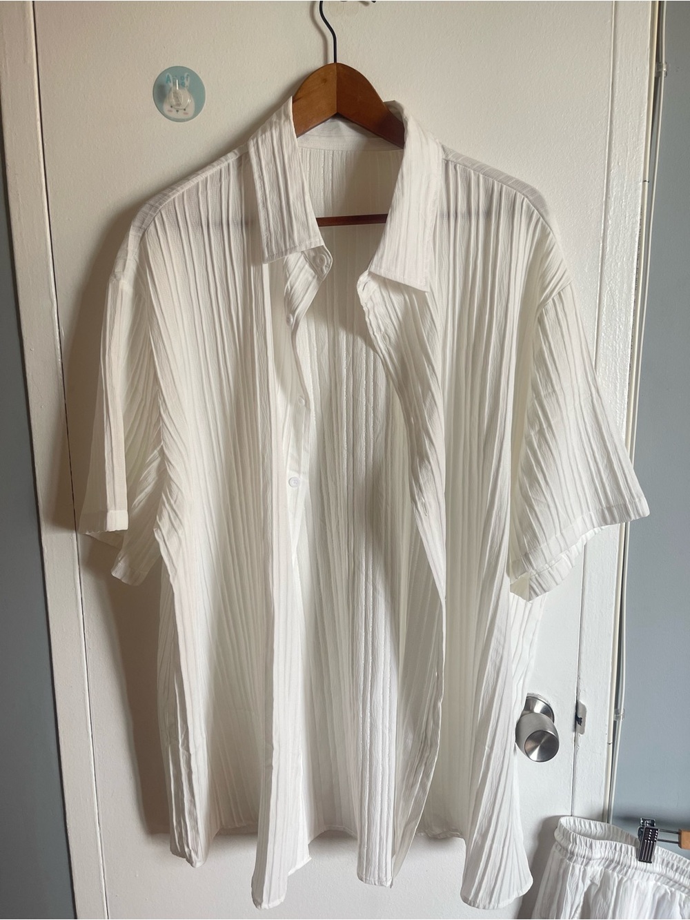 New Mens White Summer 2 Piece Set Short Sleeve Button-Up Top and Shorts Size 3xl - Picture 2 of 11